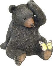 Figurine Whimsical Black Bear Butterfly Statue Figurine Cabin Phone Stand Holder picture