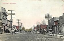 c1910 Postcard Clio MI Main Street Scene Horsedrawn Wagons Genessee County picture