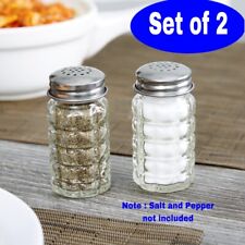 Set of 2 Retro Style Glass Salt and Pepper Shakers 1.5 oz with Stainless Tops picture