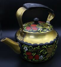 💥Russian Teapot 2.5L Painted Khokhloma USSR RED & Black Petrikovskaya painting picture