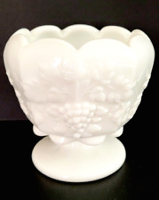 Westmoreland Milk Glass Footed Rose Bowl Jardiniere Paneled Grape 1950's picture