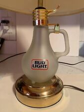 Vintage BUD LIGHT BEER GLASS LIGHT BULB SHAPED LAMP WORKS WITH SHADE PRISTINE picture