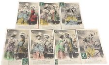 Set 7 old postcards french theatre glamour costumes marquis cliche Stebbing 1907 picture