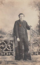 RPPC Blairstown Iowa Frank Kouba Accordion Player circa 1896 Photo Postcard picture