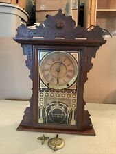 Vintage Antique Mantel Kitchen Gingerbread Clock With Pendulum & Key Seth Thomas picture