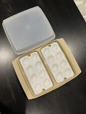 Vintage Tupperware Beige Tan  Deviled Egg Keeper Tray Container Carrier #723-1 picture
