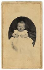 Antique CDV Circa 1860s Civil War Tax Revenue Stamp Adorable Baby in White Dress picture
