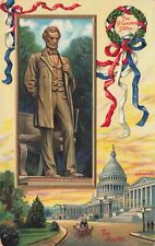 Patriotic Abraham Lincoln by C Chapman St Gaudens Statue Embossed Postcard picture