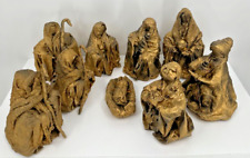 Vintage Handcrafted Gold Paper Mache Christmas Nativity Scene 10 Piece Set picture