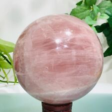 2498g Natural Rainbow Flash Rose Quartz Pink Crystal Sphere Ball Energy Healing picture