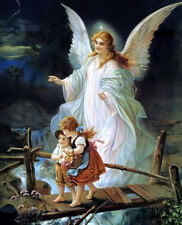 GUARDIAN ANGEL WITH CHILDREN 8X10 PHOTO PICTURE CHRISTIAN ART picture