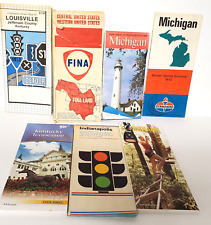 Vintage Road Map Lot Gas & State Some Old Some New FINA Mchigan Kentucky picture