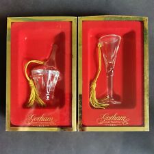 GORHAM LADY ANNE ORNAMENTS, Lead Crystal Champagne Bucket & Flute, NIB, 2PC SET picture
