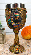 Egyptian Goddess Of Home And Women Bastet Cat With Scarab Wine Goblet Chalice picture