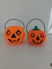 2 Vintage Halloween Blow Mold Miniature Pumpkin 4