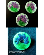 3 Czech Vaseline Glass Buttons #B538 - 23 mm or 7/8