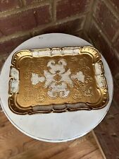 Vintage Florentine Small Tray, Gilt Wood White & Gold, Made in Italy picture