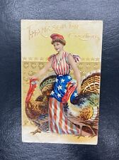 Vintage Thanksgiving Postcard Patriotic 1908 Embossed picture