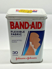 Vintage Band-Aid Brand Johnson & Johnson Metal Empty Tin 1990 Flexible Fabric picture