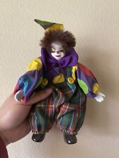 Vintage 1990s Colorful Clown Doll Porcelain Shelf Sitter Circus Figurine picture
