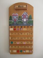 Vintage Wood Work Perpetual Calendar  12 Mos. 31 Days Holiday's Hand Painted  picture