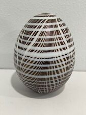 Vtg 1976 Vandermark Signed Art Glass Egg Form Paperweight Striped Pulled Feather picture