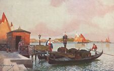 Vintage Postcard 1930's Venezia Traghetto Italian Ferries Water Transportation picture