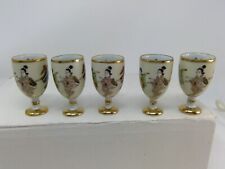 Vintage Set of 5 Porcelain Hand Painted Sake 2 1/4