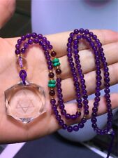 Star of David Pendant Natural Clear Quartz Crystal Hexagon+Amethyst Necklace picture