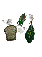 3 Nature Vegan Christmas Ornaments Blown Glass Kale Beetle Avocado Toast picture