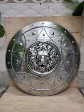 Medieval Lion Face Round Shield Knight Armor Shield Solid Steel Home Décor picture