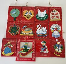 Avon The Gift Collection 12 Days Of Christmas Ornaments - Complete Set w/box VTG picture