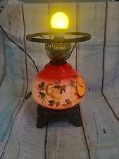 Antique Gone With The Wind Parlor Lamp Base Large Pink Yellow Coral Green Base picture