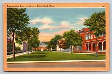 Quadrangle Rear of Library Springfield MA Massachusetts Vintage Postcard View picture
