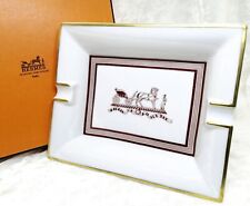 Hermes Paris Ashtray Horse Carriage Plate Dish Porcelain Tray Cigar W/box Unused picture
