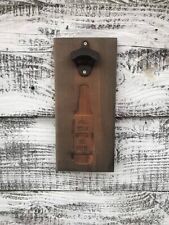 BOHO/Modern. Wall Mounted Reclaimed Oak Wood Bottle Opener picture