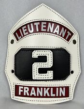 White Leather Firefighter Shield w/ Black Passport-LIEUTENANT  #2-NEW- Free S/H picture