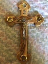 11” hand carved Jesus cross in olive wood With Blessed Soil picture