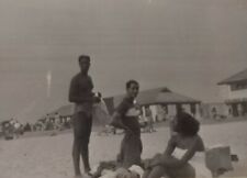Vtg Jacob Riis Park Beach Photo 1950 Shirtless Men Woman African American NY picture