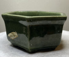 Vintage Collectible Haeger Hexagon Green Pottery Planter Number 4002 picture
