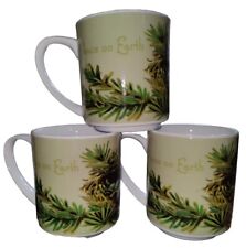 Pottery Barn Christmas Coffee Mugs 4 Peace On Earth Tea Cups Pine Nest Eggs picture