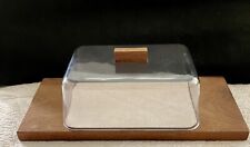 Vintage MCM Anri Italy CLEAR DOME SERVING TRAY Burma Teak Wood Cheese Board 11” picture