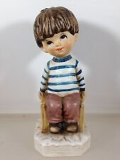 Vintage 1971 Moppets Porcelain Figurine Fran Mar Boy on Crate picture