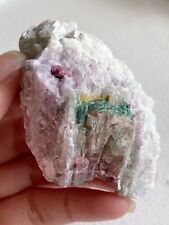 Watermelon Pink Lavender Green Yellow Tourmaline Mica Crystal Ice Matrix 83g picture