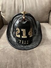 Vintage Cairns & Bros. Leather Fireman Helmet FDNY 214 7-111 picture
