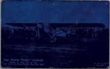 1927 CHARLES PLUCKY LINDBERGH SPIRIT OF ST. LOUIS NEW YORK PARIS POSTCARD 36-202 picture