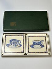 Vintage Gump’s Coaster 5pc Set Blue/white Tea Cup Made In England picture