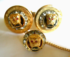 Vintage Mack Truck Bulldog Collectable Gold Tone Cuff Links & Tie Pin picture