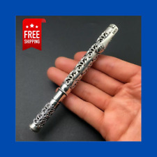 NEW Sterling Silver Business Pen Men Pendant Carved Openwork Jewelry Gift Luxury picture