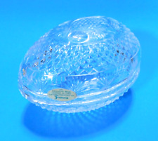Vintage Fostoria Glass Co. Lead Crystal Egg Shape Trinket Box Avon Candy Jewelry picture